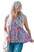 Boho Pattern Print Flounce V Neck Tank Top